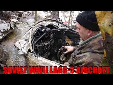 THE RISE FROM THE SWAMP OF THE SOVIET LAGG-3 AIRCRAFT, PILOTED BY PILOT IVAN KUZMICH LYAKISHEV