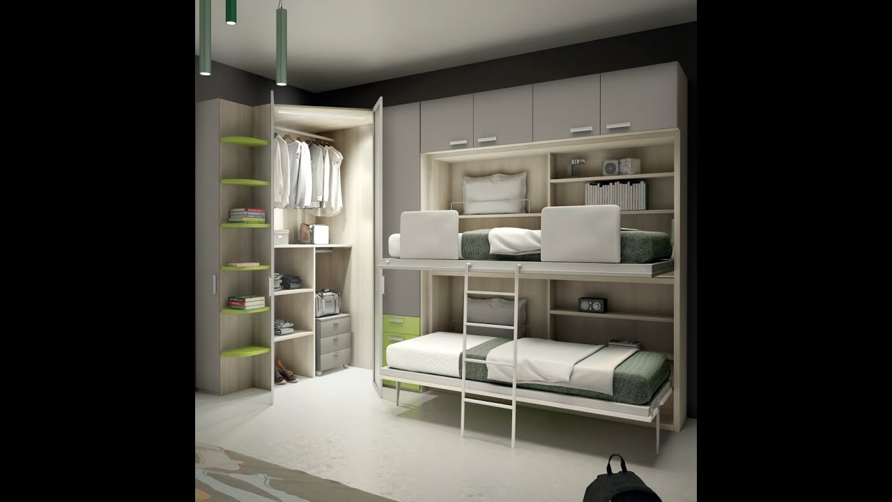 Letto a castello a scomparsa orizzontale con rifacimento facile C10 Twins Doppio Molteni Torino