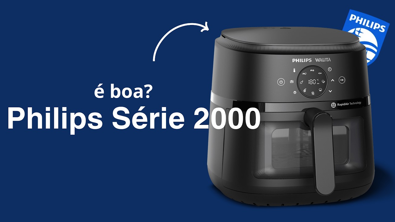 Miniatura da avaliação em vídeo de Fritadeira Sem Óleo Philips Walita Airfryer Série 2000 6,2L Painel Touch 220V