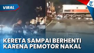 Kereta Sampai Berhenti! Aksi Nekat Pengendara Motor Terobos Perlintasan Kereta di Braga Kota Bandung