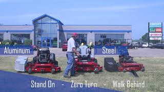 Comparing Exmark Stand On, Walk Behind and Zero Turn Mowers with Aluminum & Steel Grass Catchers