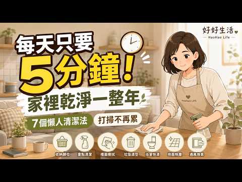 每天只要5分鐘！家裡乾淨一整年｜7個懶人清潔法，打掃不再累｜好好生活