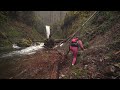 ASMR NATURE SOUNDS RELAXING WATERFALL VIEWS DURING RAIN STORM NO RAIN JACKET GOT SOAKED
