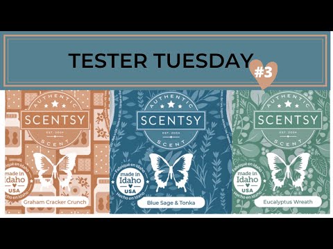 New SCENTSY FW Tester Tuesday - Graham Cracker Crunch, Blue Sage & Tonka, Eucalyptus Wreath Round 3