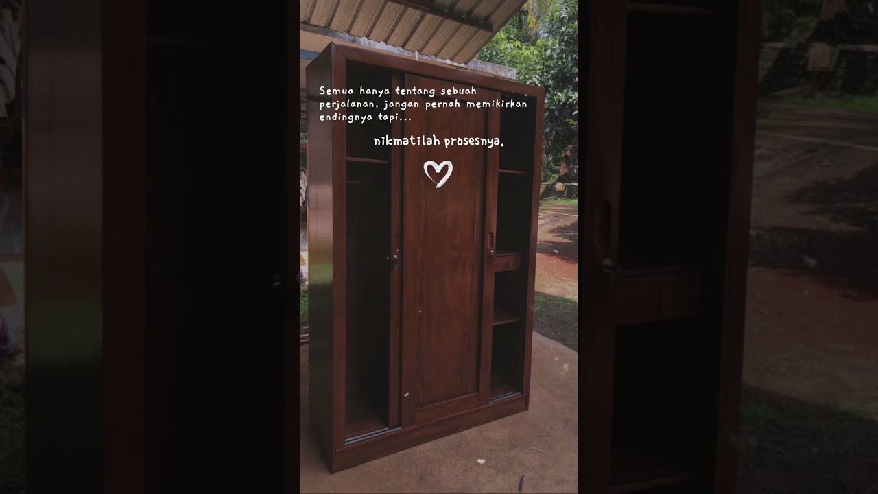 Lemari Pakaian Minimalis 2 Pintu Sliding Door Kayu Jati  @Designfurnitureinterior