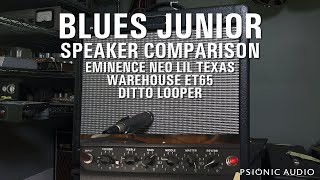 Video thumbnail for Blues Junior Speaker Comparison | Eminence Neo Lil Texas | Warehouse ET65 | Ditto Looper by Psionic Audio