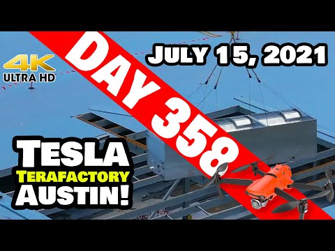 Tesla Gigafactory Austin 4K  Day 358 - 7/15/21 - Tesla TX - EVAPCO COOLERS INSTALLED AT GIGA TEXAS!