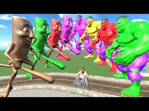 Team Hulk vs Team Tung Tung Sahur & Franklin In Indian Bike Driving 3d