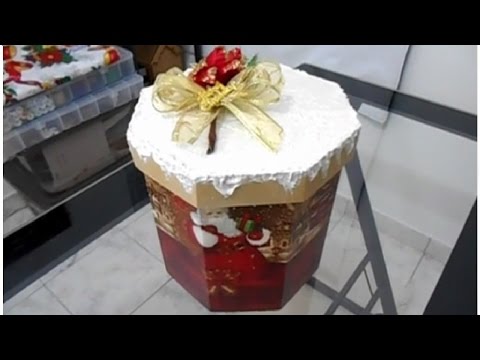 Porta Panetone com Tecido e Neve | Má Patchwork