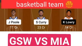 GSW VS MIA Dream11 | MIA VS GSW Dream11 Team production | American basketball League |NBA Basketball