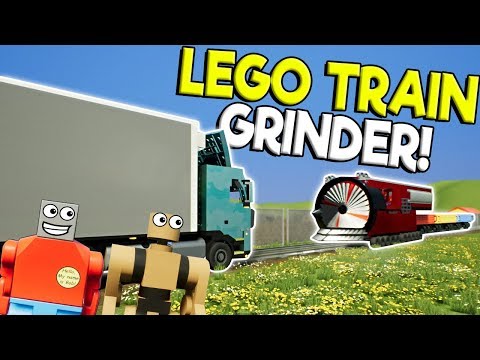 Lego City Train Grinder DESTROYS Lego Diesel Trucks! - Brick Rigs Gameplay - Lego City Destruction