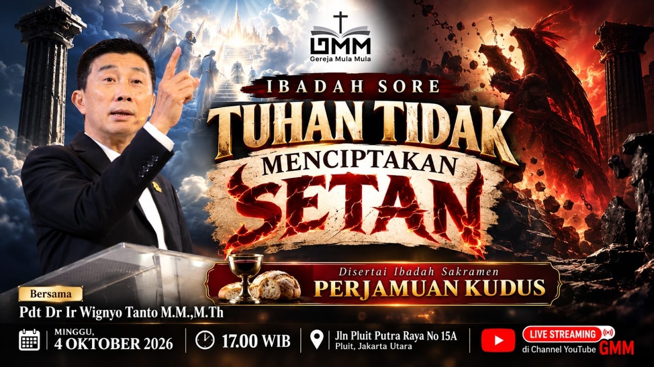 IBADAH SORE – TUHAN TIDAK MENCIPTAKAN SETAN – Pdt. Dr. Ir. Wignyo Tanto, M.M., M.Th.