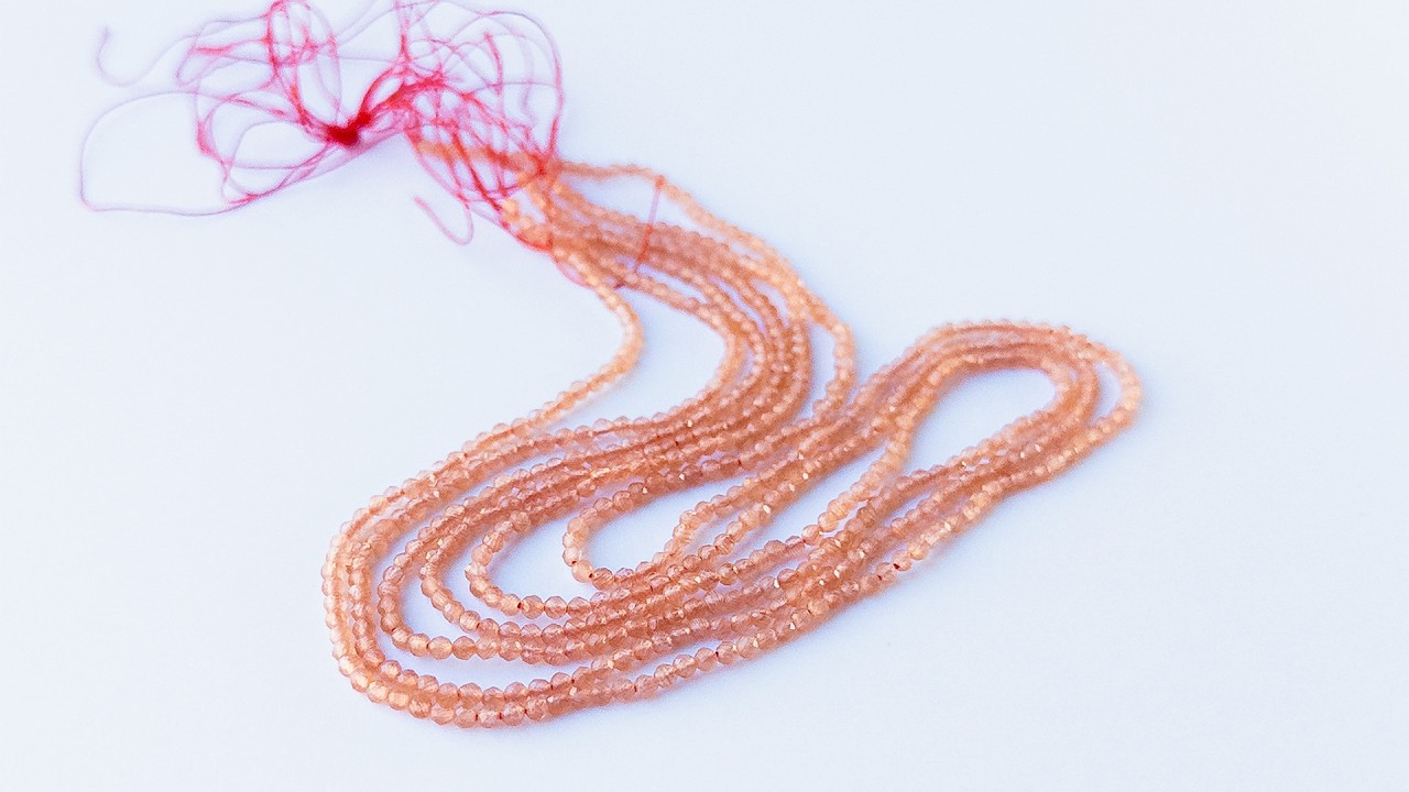 Orange Chalcedony | Faceted Rondelle | 2.2mm Bead Size | 36cm Strand Length video