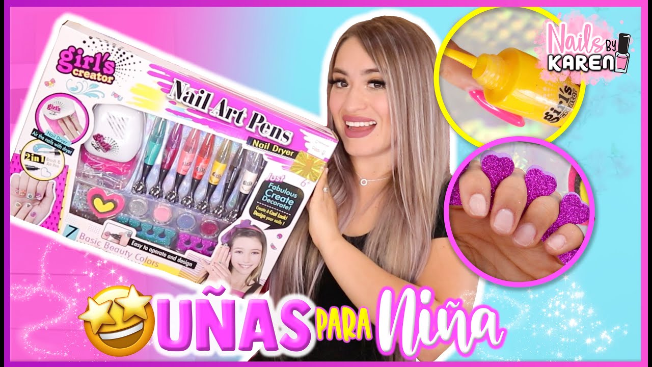 PROBANDO KIT de UÑAS para NIÑAS | Nail Art Girls