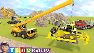 Bulldozer & Dump Truck for Kids | Connecting Road Across Water Construction