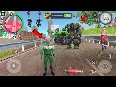 Rope Hero Vice Town (Green Rope Hero Green Car Robot and Green Monster Truck) Everything is Green