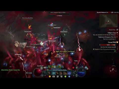 Level 65 Sorcerer Solo T22 fresh into torment mode 1st dungeon. Chain Lightning Crackle-Stun.