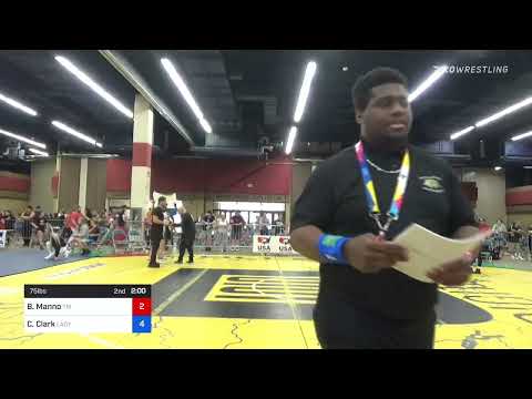 75 Lbs Quarterfinal - Bella Manno, Tri State Training Center Vs Carleigh Clark, Lady Outlaws E900