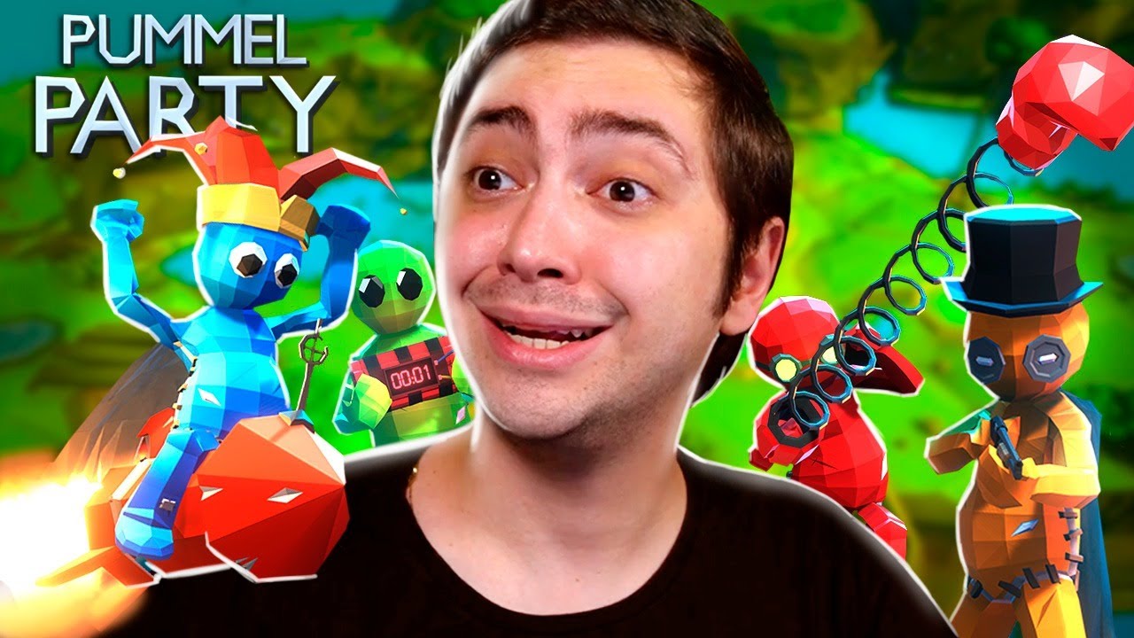 alanzoka jogando Pummel Party com os amigos na noitada