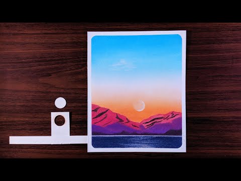 Mountain Lake Sunset Scenery | Easy Soft Pastels Drawing for beginners | Artwork| Art Artistry