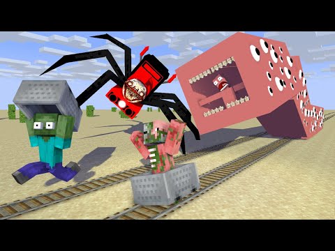 YellowBee Craft - Monster School : TRAIN EATER vs CHOO CHOO CHARLES (ATTACK) - Minecraft Animation
