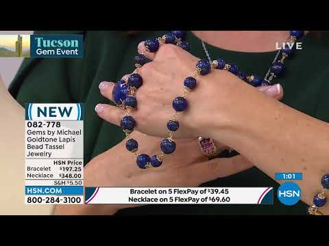 Gems by Michael 18" Goldtone Lapis Bead Tassel Necklace