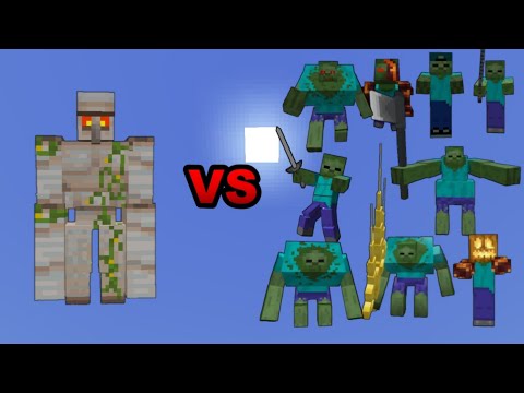 OP Mutant Iron Golem vs All Zombies in Minecraft (Bedrock Edition) - Minecraft 1.19