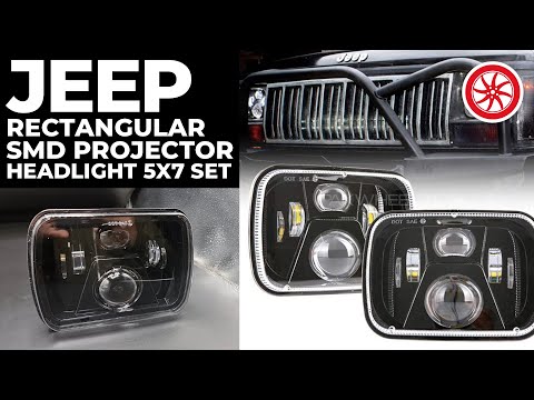 Jeep Rectangular SMD Projector Headlight 5x7 Set | PakWheels Auto Parts & Accessories