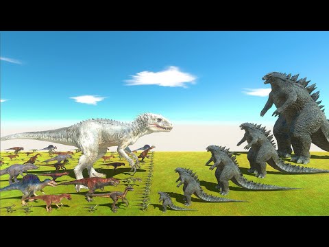 Dinosaurs Fight Godzilla 2014 is Growing | Indominus Rex or Godzilla -Animal Revolt Battle Simulator