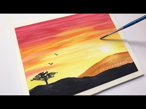 Easy Watercolor Sunset Tutorial For Beginners Step By Step — Steemit