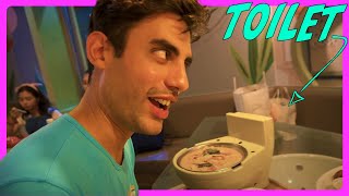 Eating out of a toilet...
