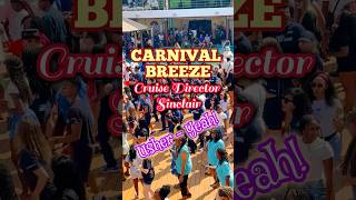 Carnival Breeze Sailaway Party with Cruise Director Sinclair dancing to Usher’s Yeah The Fun Squad