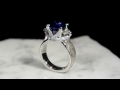 video - Mokume Ribbon Three Stone Luxury Engagement Ring with Blue Sapphire Half Moons