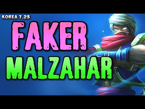 SKT Faker plays Malzahar mid v Azir matchup - Korean SoloQ patch 7.23