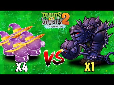 PvZ 2 Challenge - Random Team 4 Plants use 5 POWER UP Vs Obsidian Gargantuar Zombie