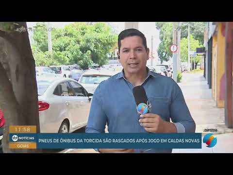 Pneus de ônibus de torcida são rasgados após jogo em Caldas Novas