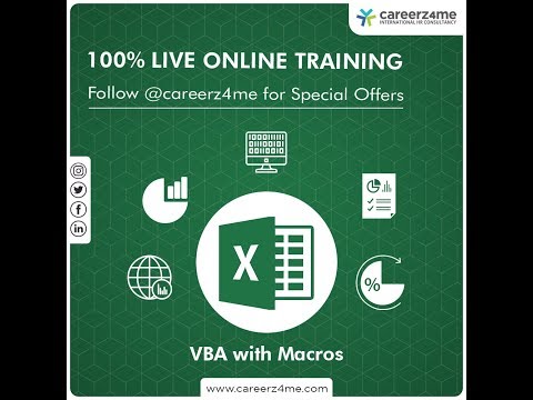 MS Excel Macros with VBA – 2010/2013/2016 Course- 100% Live Online Video Classroom