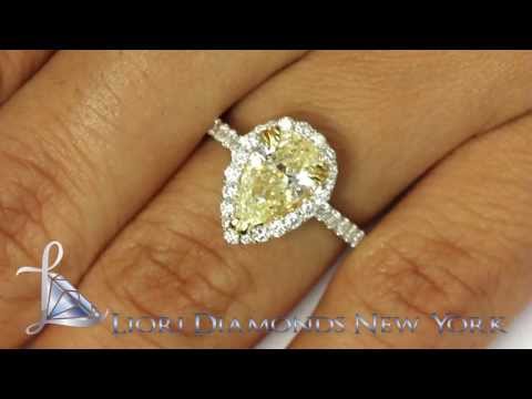 FD-SOLD-046 - 1.91 Carat Fancy Yellow Pear Shape Diamond Engagement Ring 18k White Gold