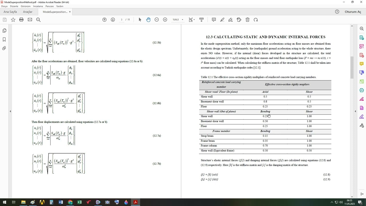 Explanation of mode superposition method, which is used for earthquake analysis of structures.
