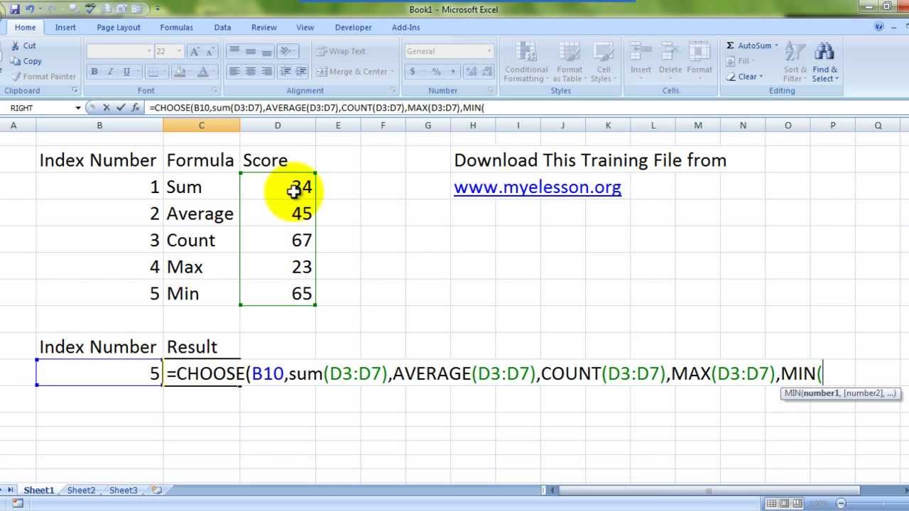 Learn Excel Choose Formual Part 3