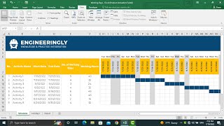 How to Exclude Weekends and Holidays in a Project Schedule using Ms. Excel?