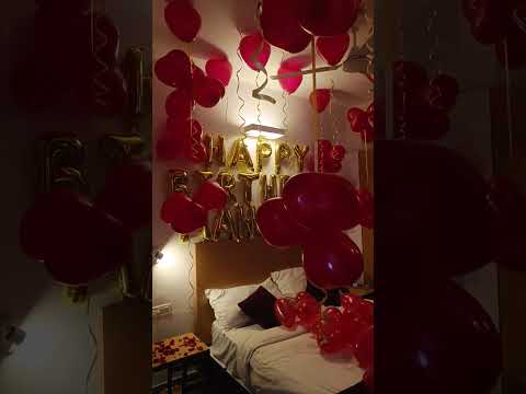 Romantic birthday surprise for husband/wife | balloon decoration ideas at home #love #romantic