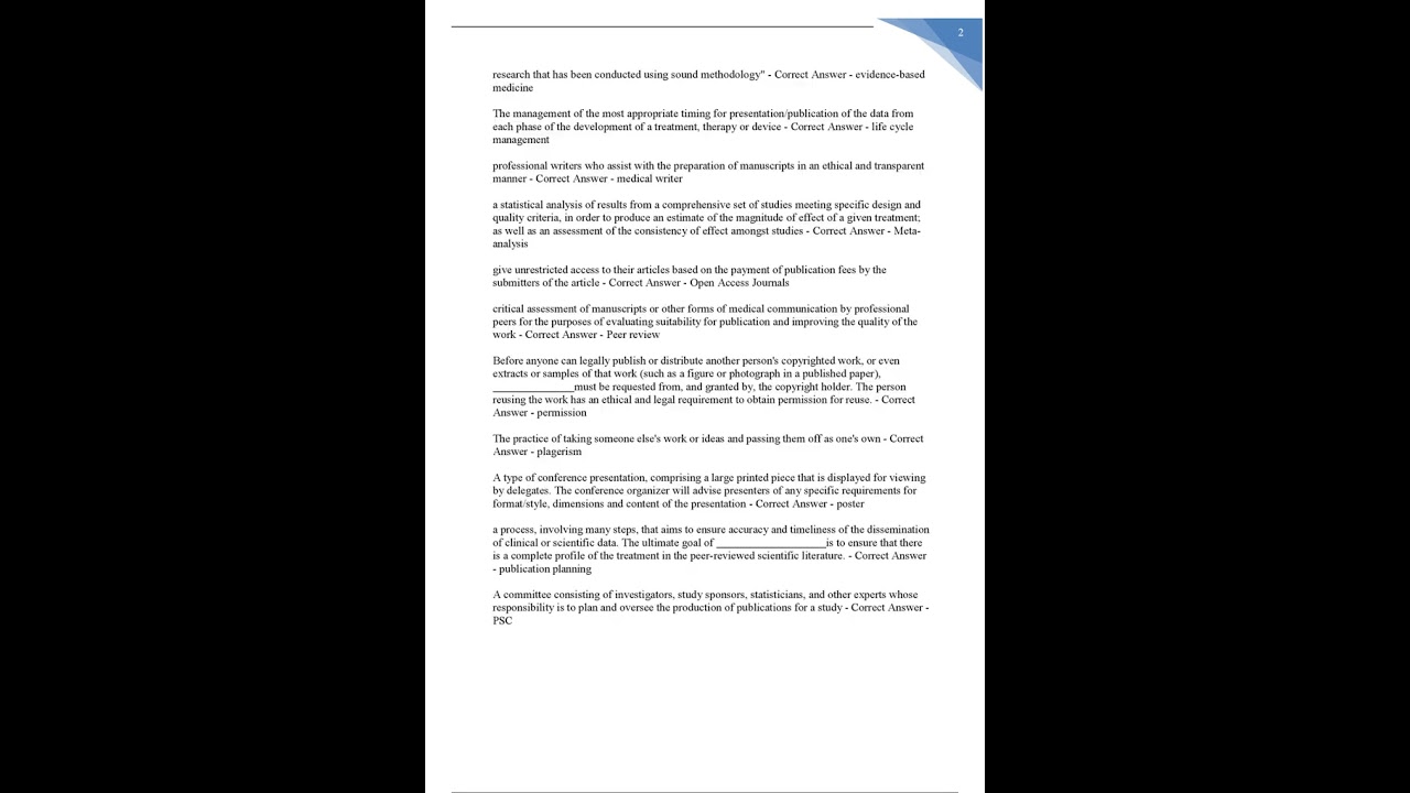 ISMPP CMPP EXAM 2024; QUESTIONS WITH 100% CORRECT ANSWERS GRADED A+