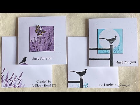 A Pheasant and some Lavender, Just For You by Jo Rice #laviniastamps #smallcards
