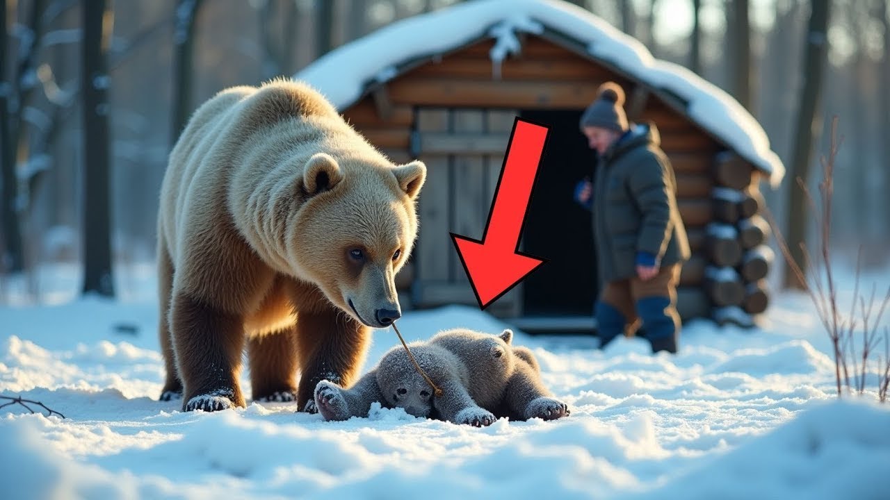 Una madre osa arrastra a su cachorro herido a una cabaña ¡Lo que sucede después te hará llorar!