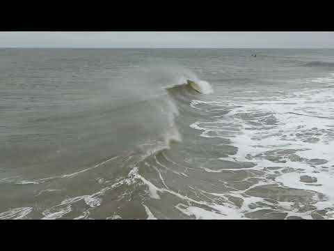 11-06-2021 Folly Beach, SC - Ground And Aerials of Tidal Flooding, Beach Erosion, And Surfers