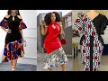 Gown Styles Of Plain Fabric Mixed With Ankara Materials