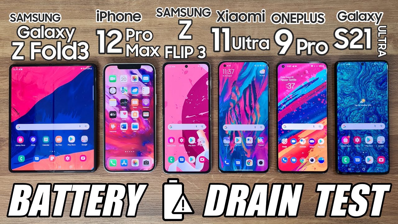 Samsung Z Fold3 vs iPhone 12 Pro Max / Z Flip3 / Mi 11 Ultra / OnePlus 9 Pro - BATTERY DRAIN TEST!