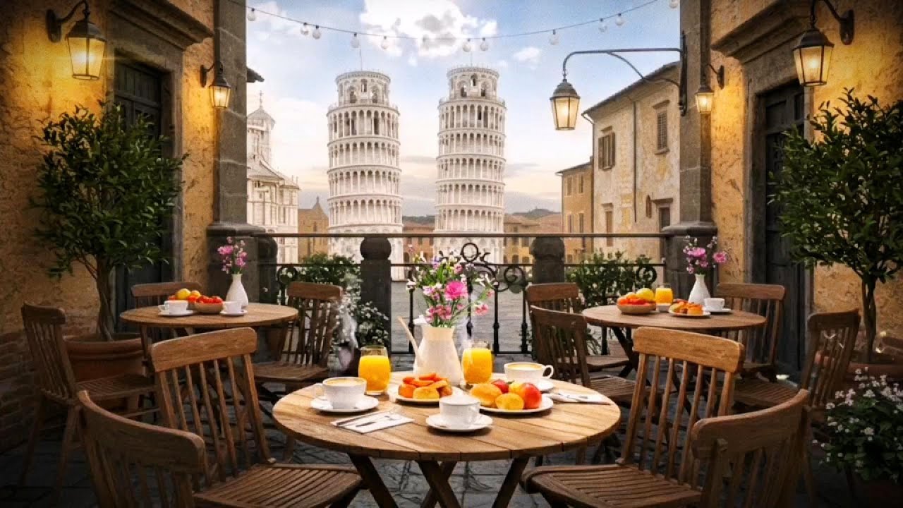 Italian Café Ambience with Relaxing Music | Peaceful Morning in Tuscany ☕🍊🇮🇹