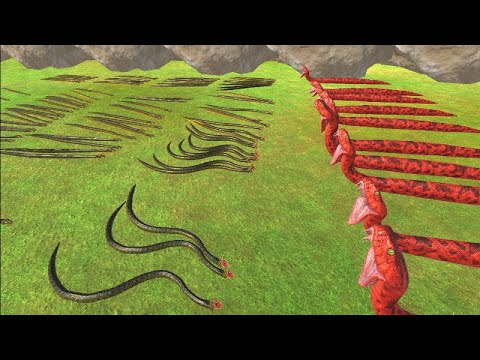 10 titanoboa vs 100 anaconda Animal Revolt Battle Simulator